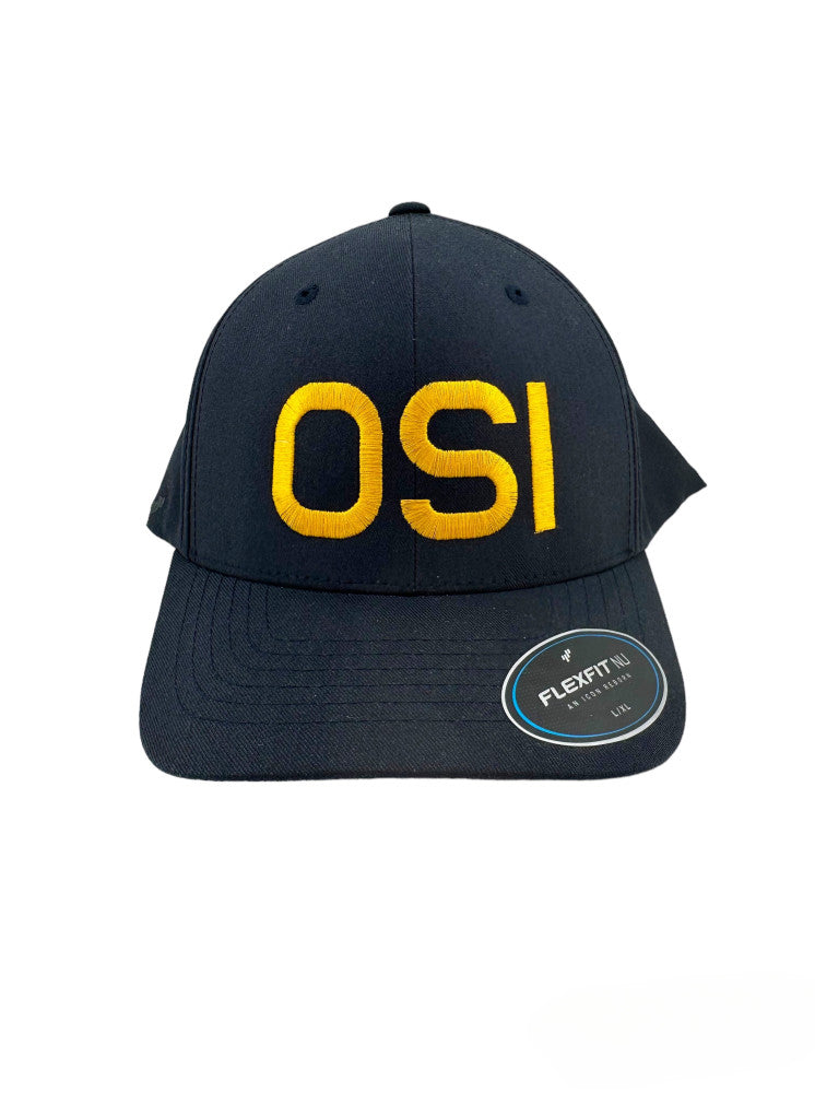 OSI EMBROIDERED GOLD LETTERS FLEXFIT HAT-NAVY