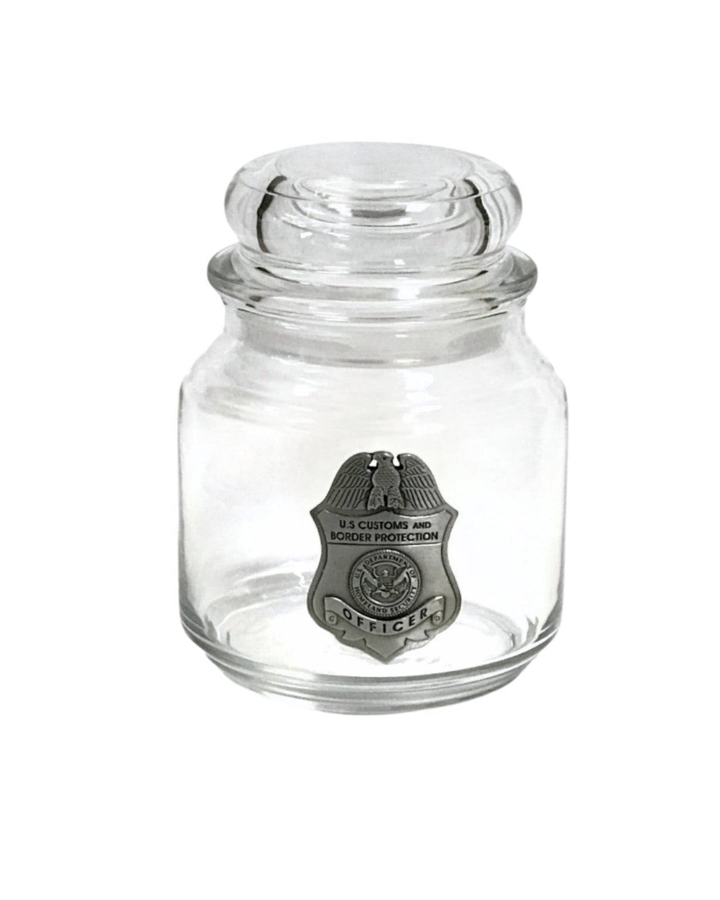 CBP CANDY JAR WITH PEWTER BADGE