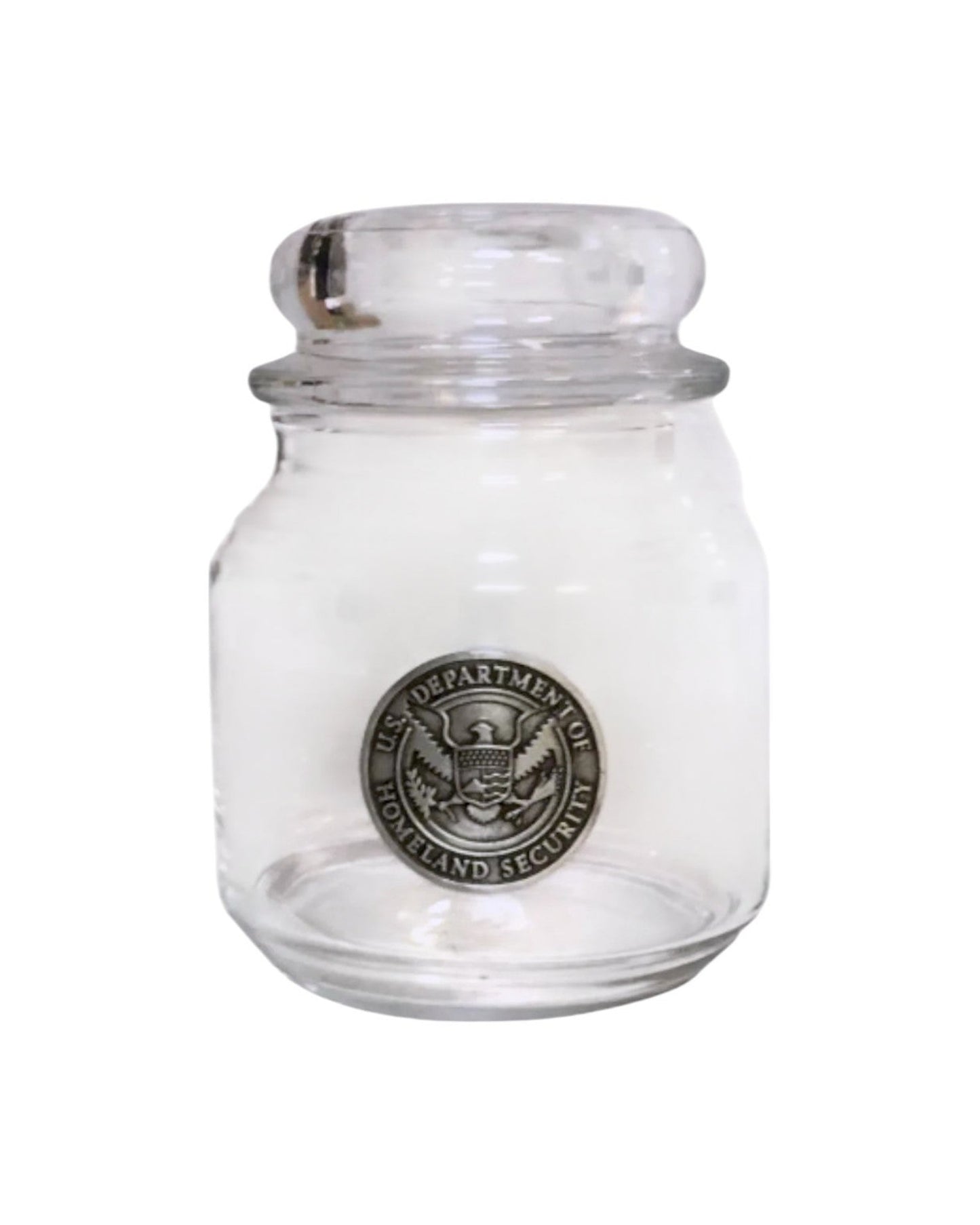 DHS CANDY JAR WITH PEWTER BADGE