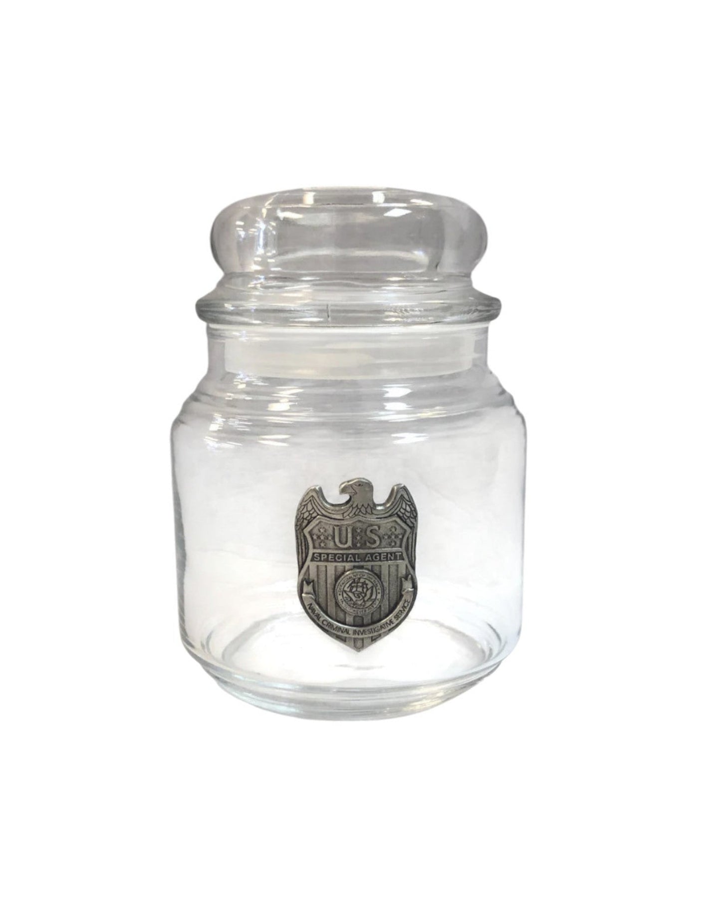 NCIS CANDY JAR WITH PEWTER BADGE