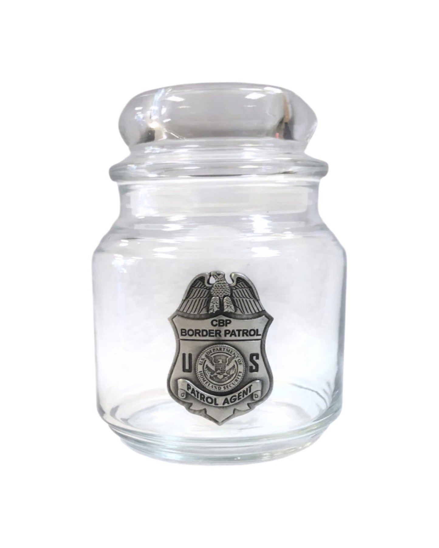 BORDER PATROL CANDY JAR WITH PEWTER BADGE