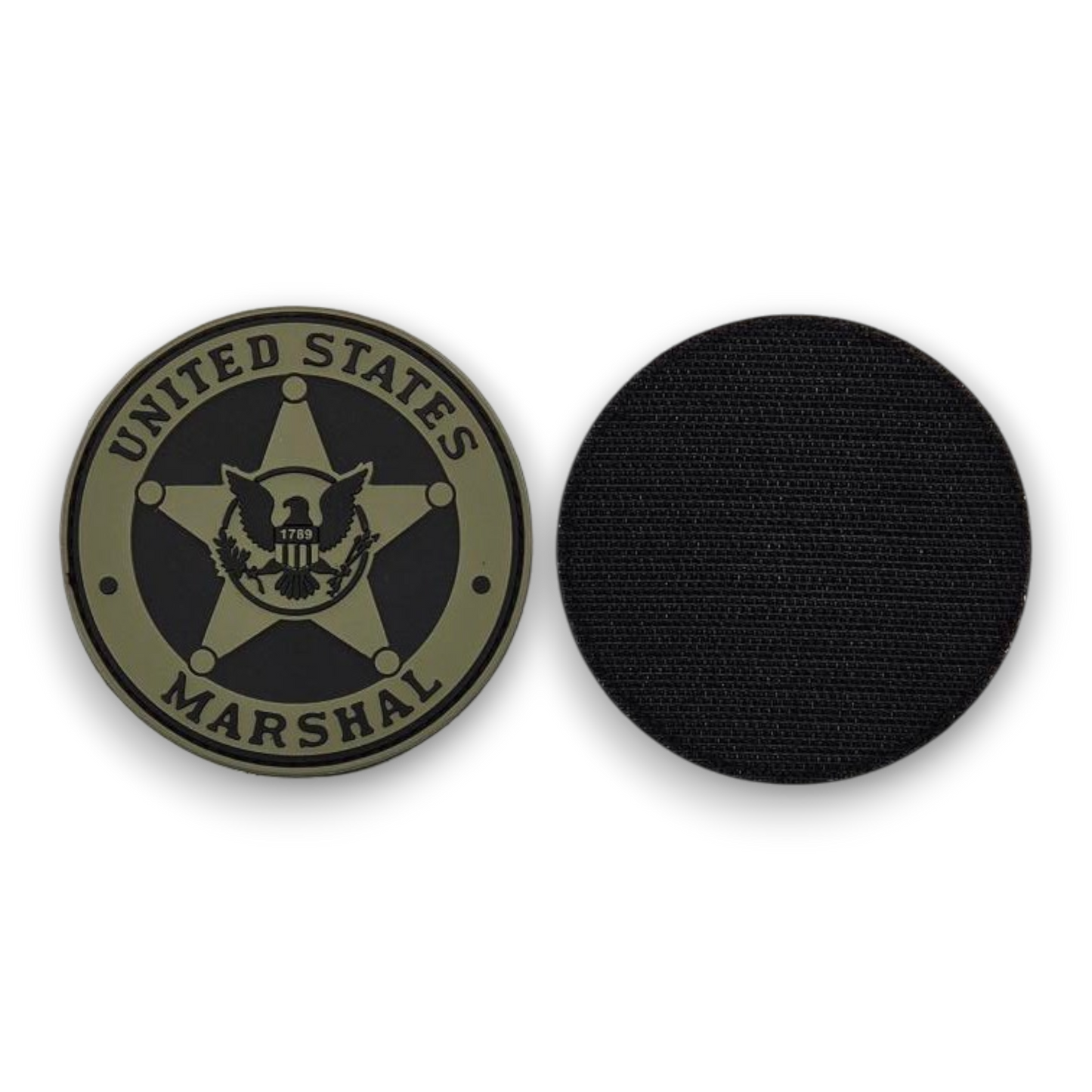 USMS PVC BADGE PATCH W/ HOOK FASTENER-RANGER GREEN/BLACK