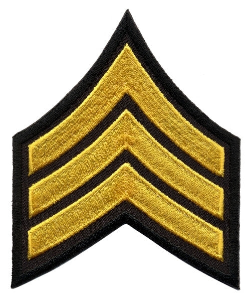 SGT Chevrons, Medium Gold/Black, 3" Wide, Pairs