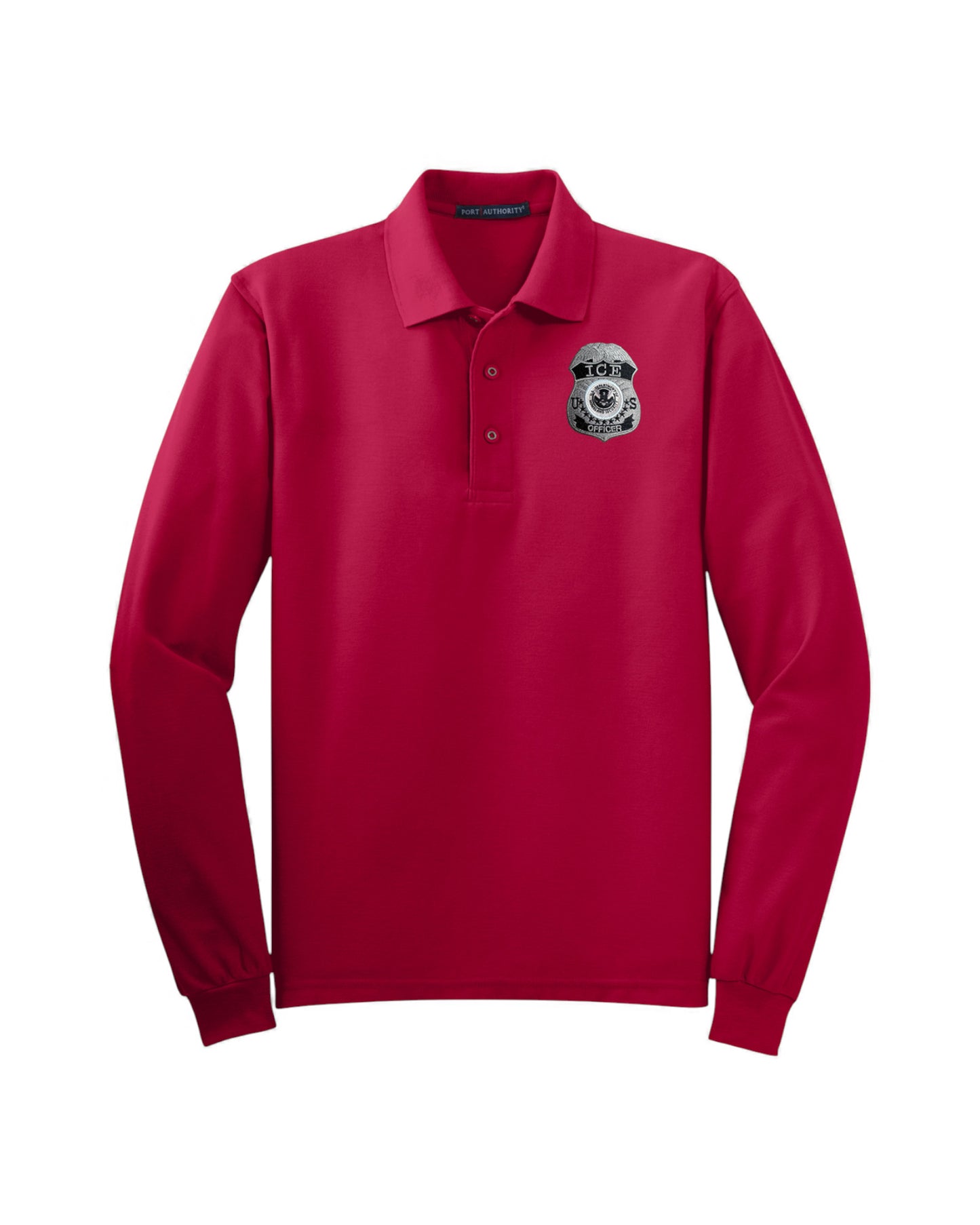MEN'S LONG SLEEVE ICE OFFICER UNIFORM BADGE PORT AUTHORITY POLO - K500LS