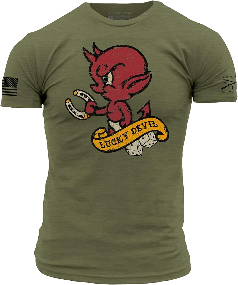 GRUNT STYLE LUCKY DEVIL T-SHIRT - MILITARY GREEN