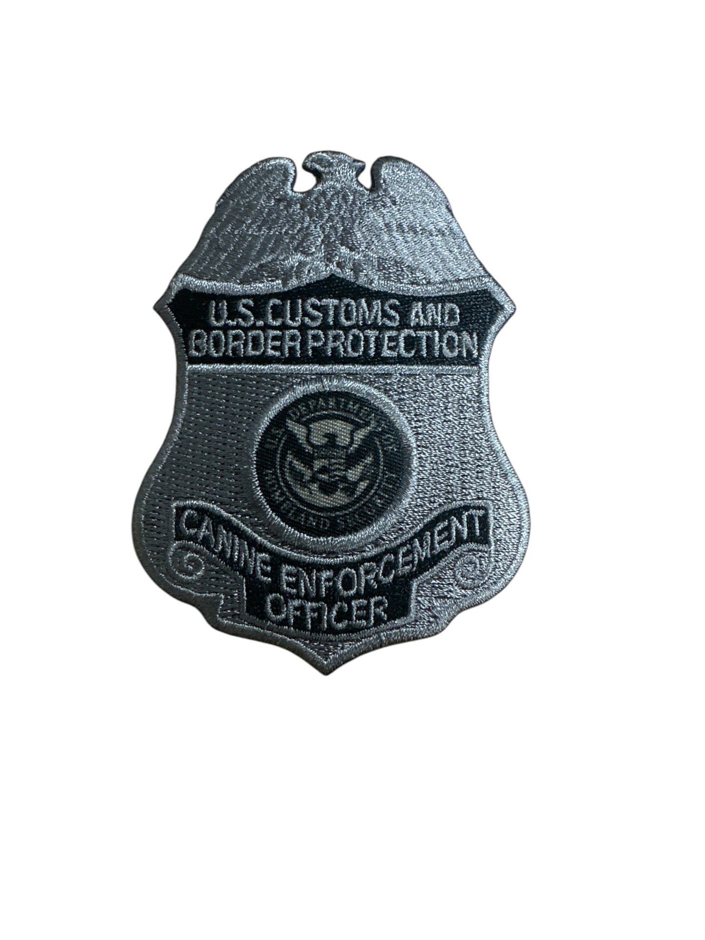 CBP CANINE ENFORCEMENT OFFICER BADGE PATCH-GREY/BLACK