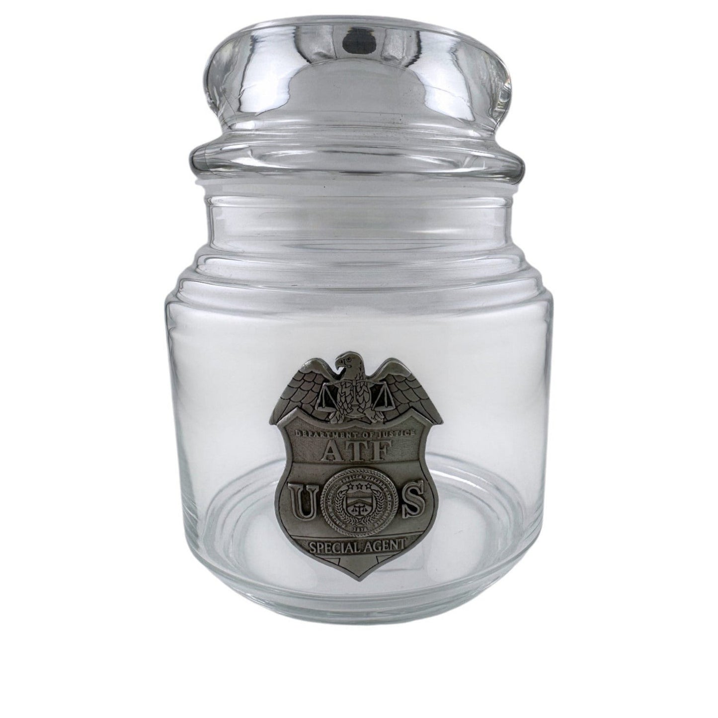 ATF CANDY JAR WITH PEWTER BADGE