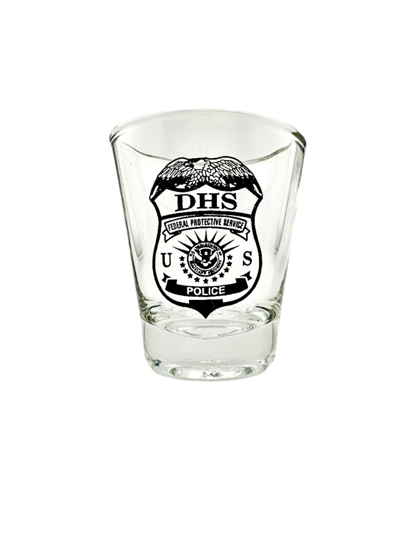 FPS POLICE BADGE ROUND CLEAR SHOT GLASS (PRINTED)