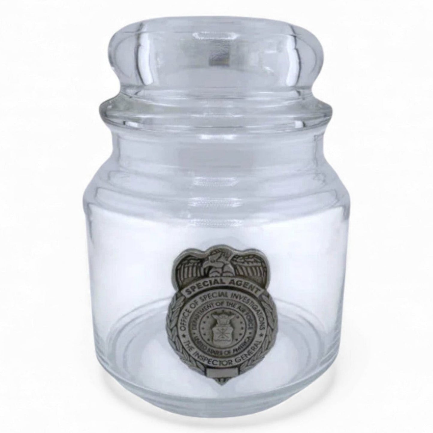 AF OSI CANDY JAR WITH PEWTER BADGE