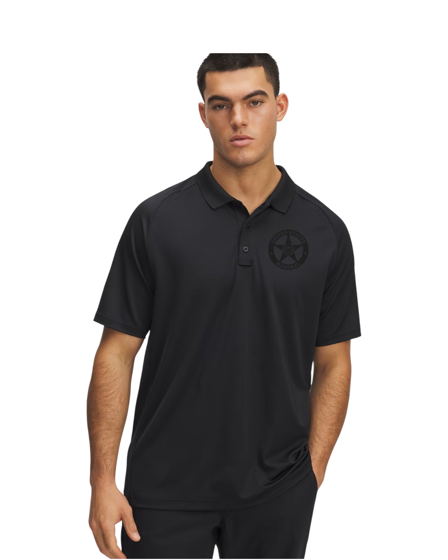 UA TACTICAL PERFORMACE POLO W/ PRINTED USMS STAR-6004146 CLEARANCE