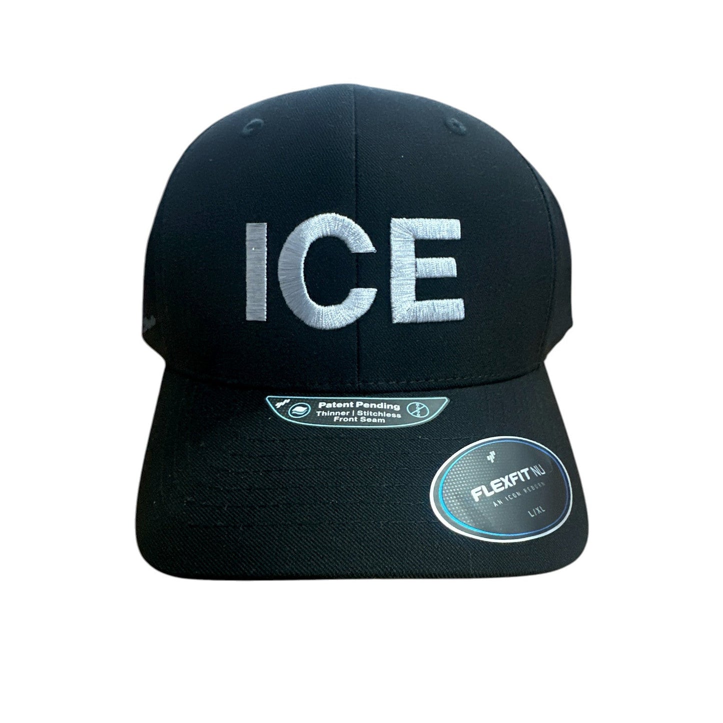 ICE GREY LETTERS EMBROIDERED ON BLACK FLEXFIT HAT