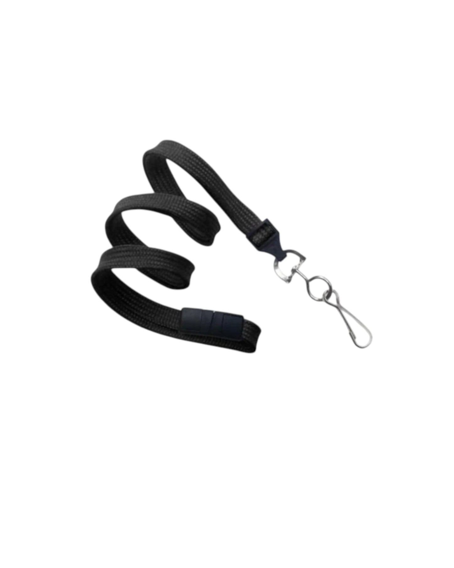 Black 3/8" Wide 36" Flat Braid Breakaway Lanyard, Swivel Hook