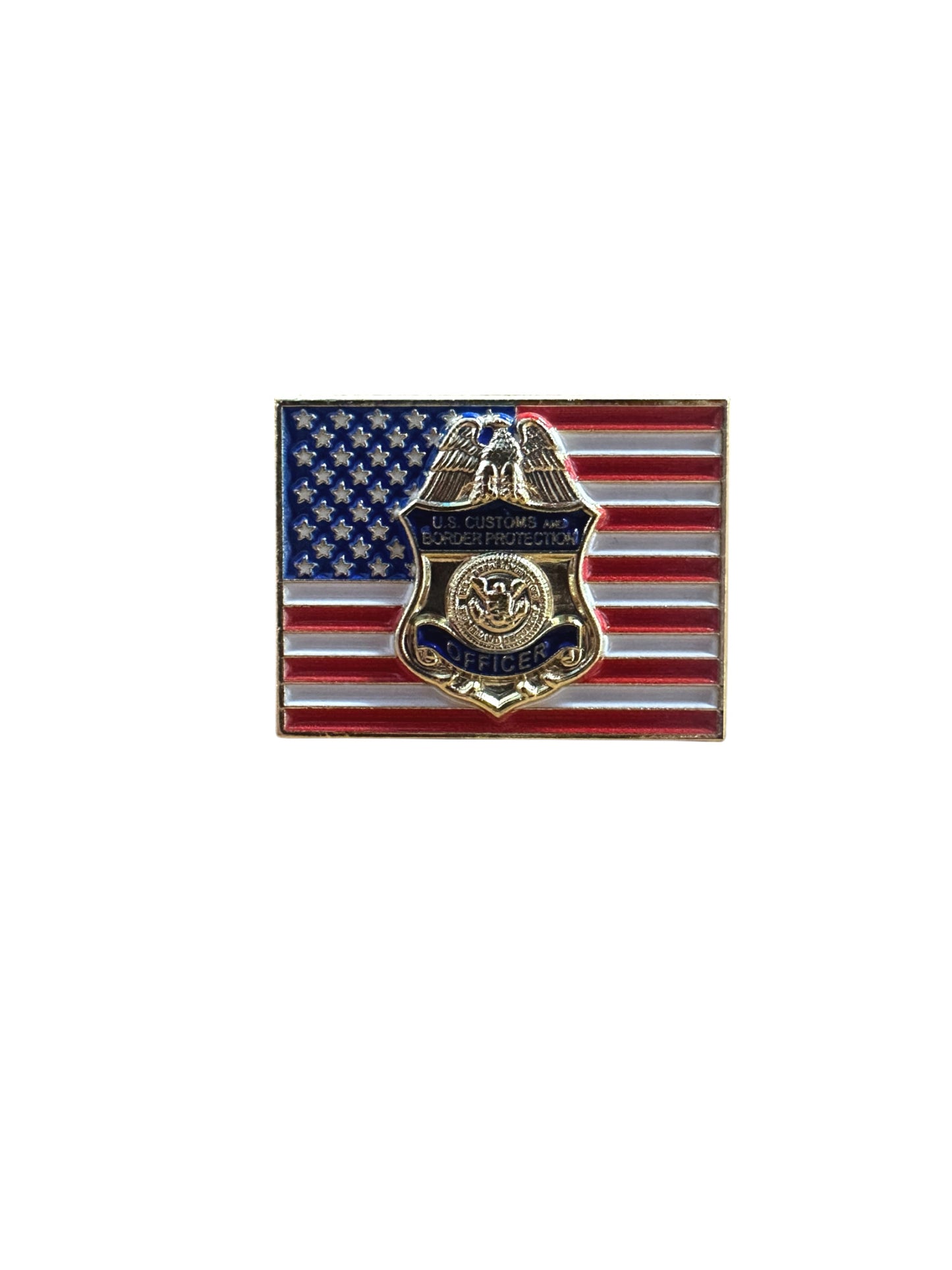 CBP OFFICER BADGE FLAG TIE PIN-GOLD/MULTI