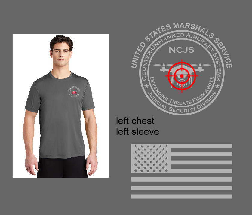 ST420 SHORTSLEEVE DARK SMOKE, UPF WICKING SHIRT, CUAS LOGO PRINTED ON FRONT