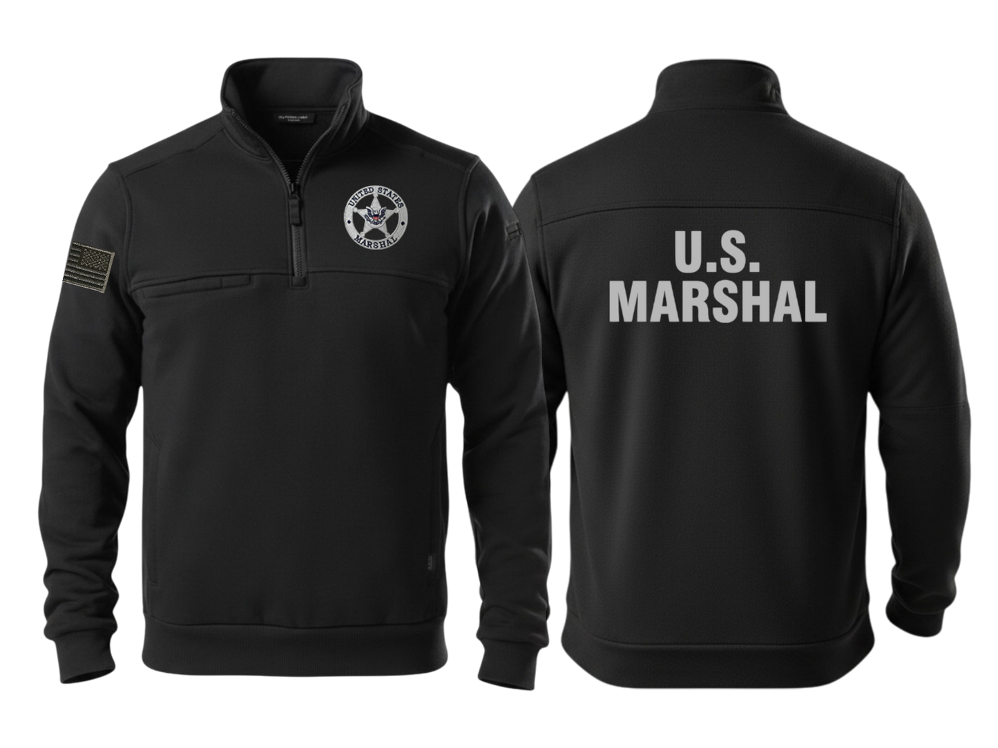 5.11 EMB USMS STAR REV FLAG GREY/BLACK JOB SHIRT 1/4 ZIP 2.0-72534