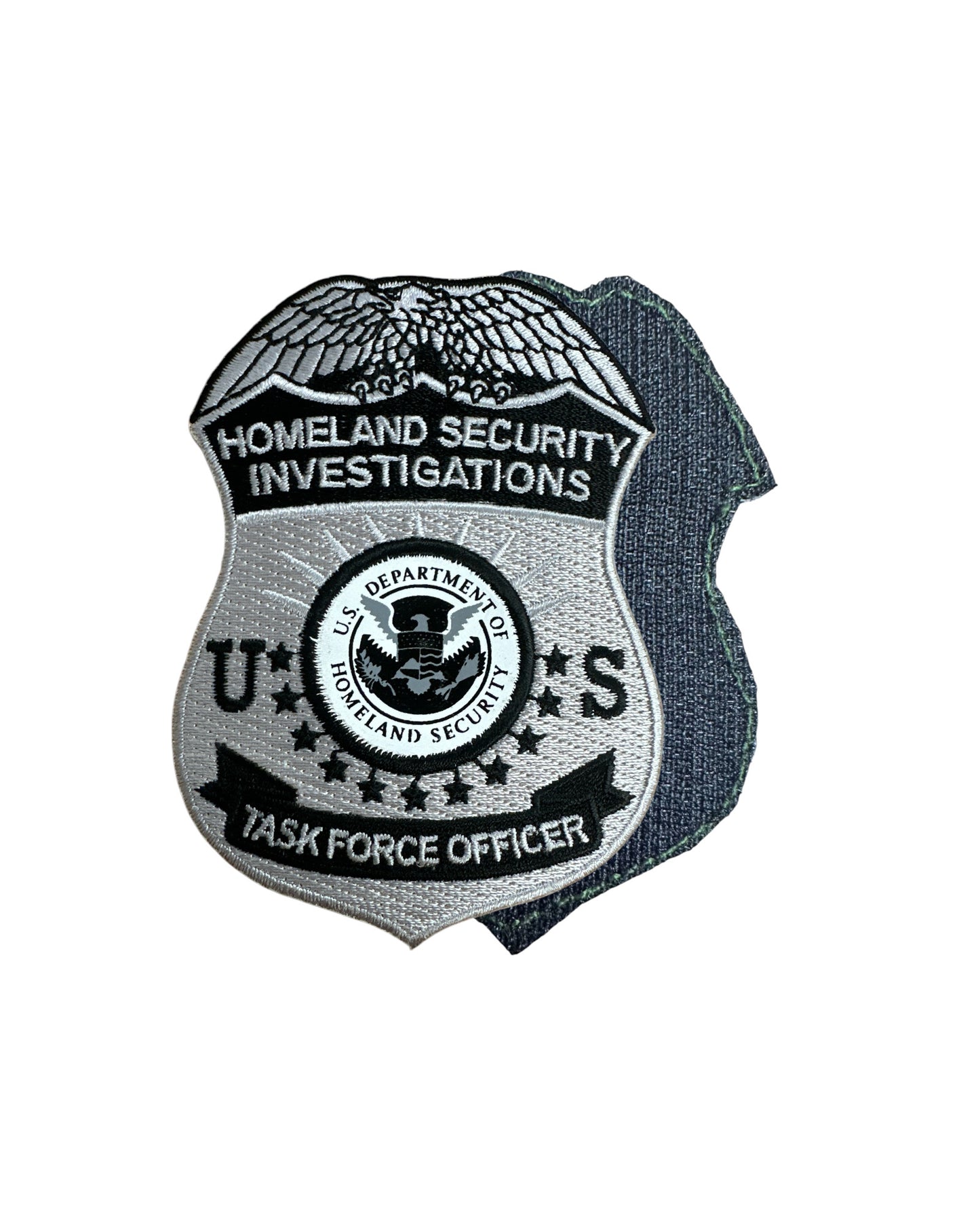 HSI TASK FORCE OFFICER BADGE PATCH GREY/BLACK 3 3/4 INCH