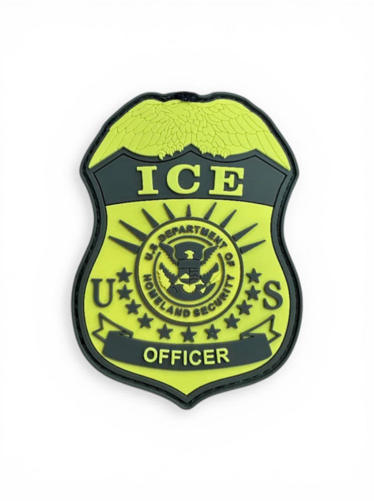 PVC ICE BADGE PATCH-OD/GOLD 3.25" CLEARANCE