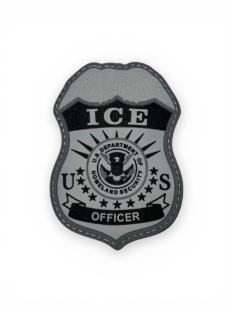 PVC ICE BADGE PATCH-GREY/BLACK 3.25"
