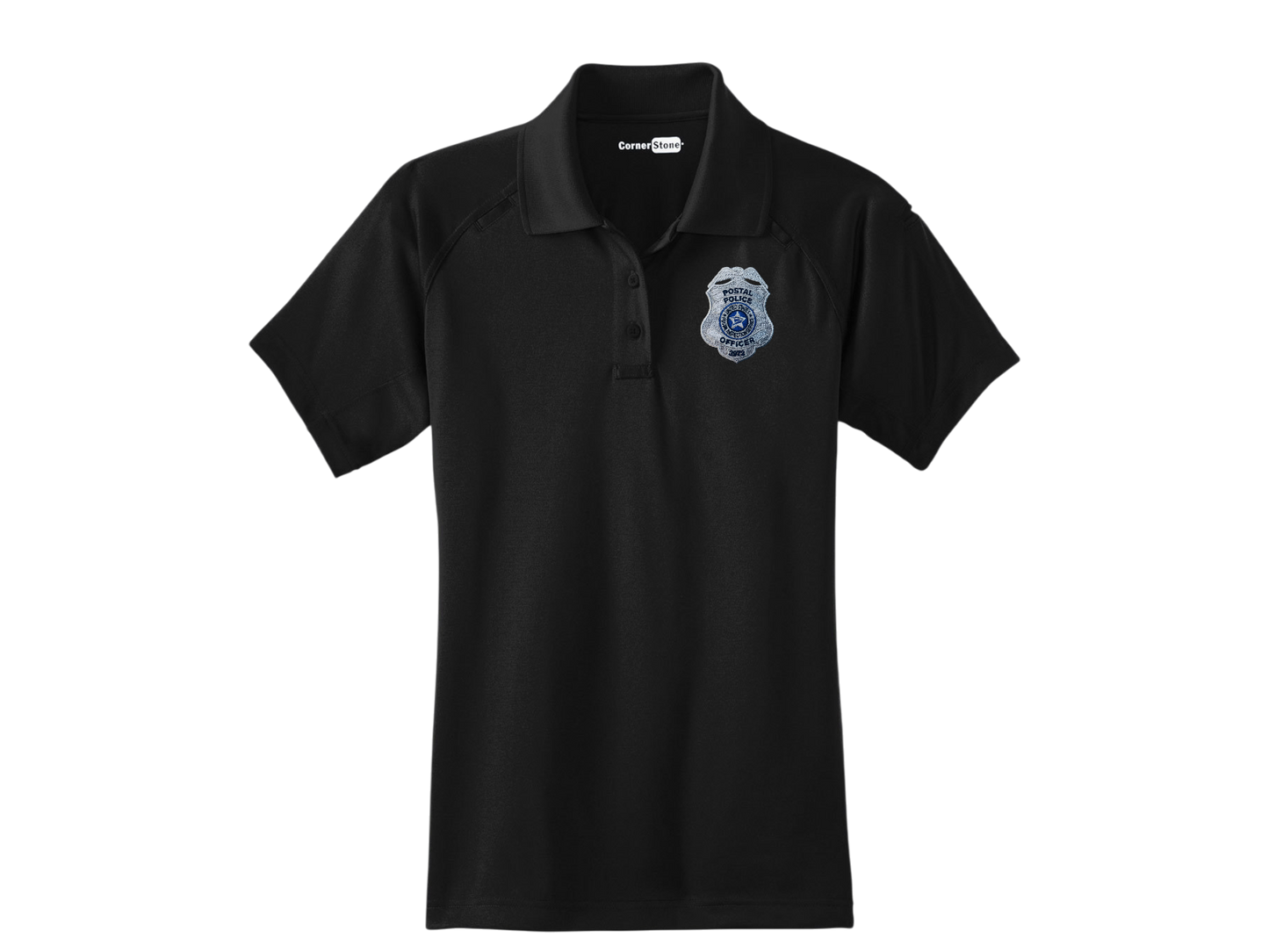 WOMEN'S POSTAL POLICE BADGE GREY CORNERSTONE TACTICAL POLO-CS411