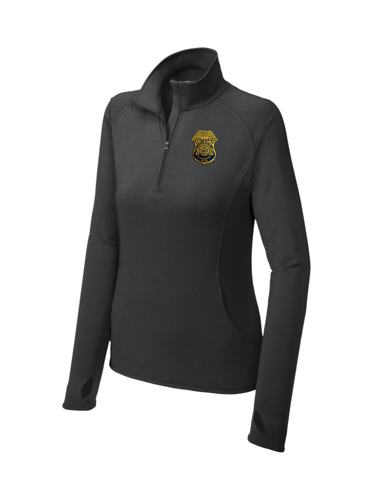 WOMEN'S ARMY CID EMBROIDERED SPORT WICK STRETCH 1/2 ZIP PULLOVER CLEARANCE