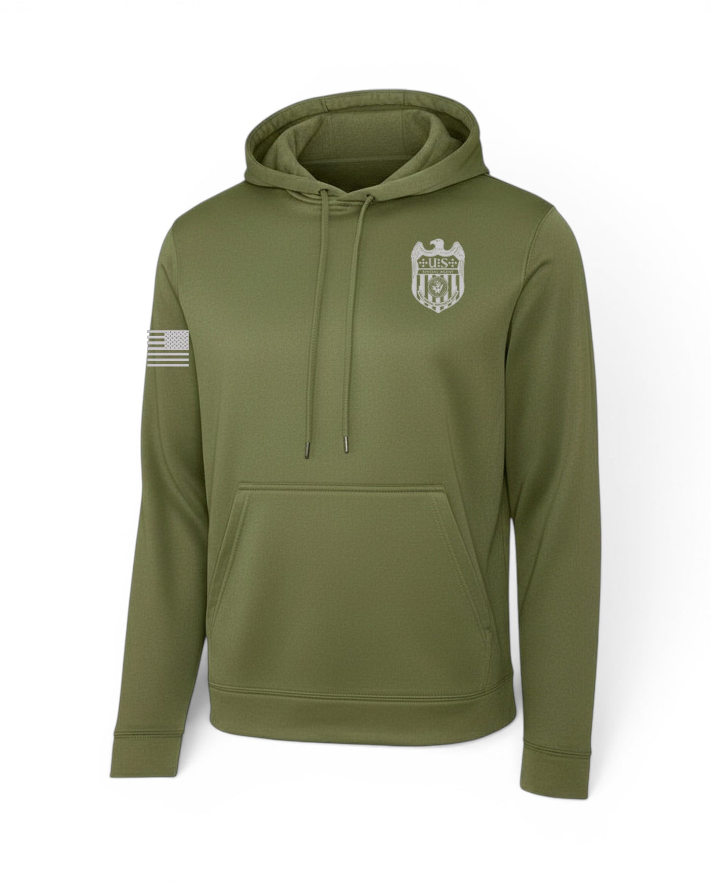 NCIS S/A BADGE W/ REV FLAG SPORT-TEK SPORT-WICK HOODED PULLOVER F244 CLEARANCE