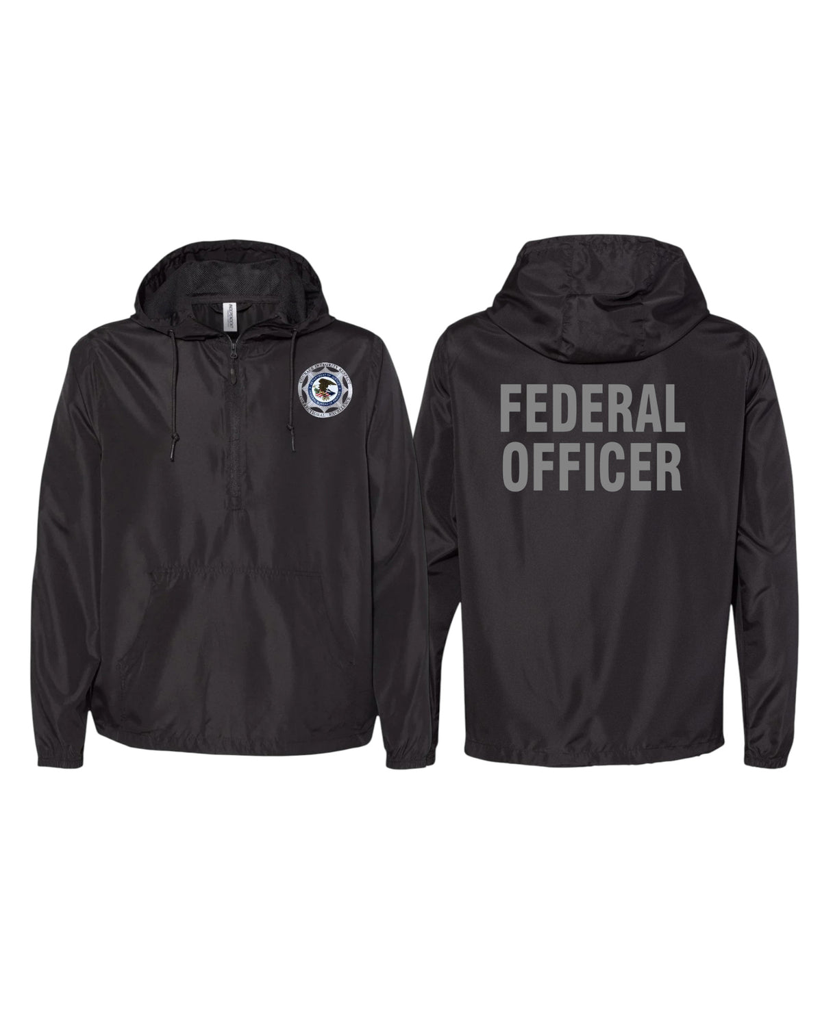 INDEPENDENT TRADING LIGHTWEIGHT QUARTER-ZIP WINDBREAKER PULLOVER W/ BOP BADGE PRINTED