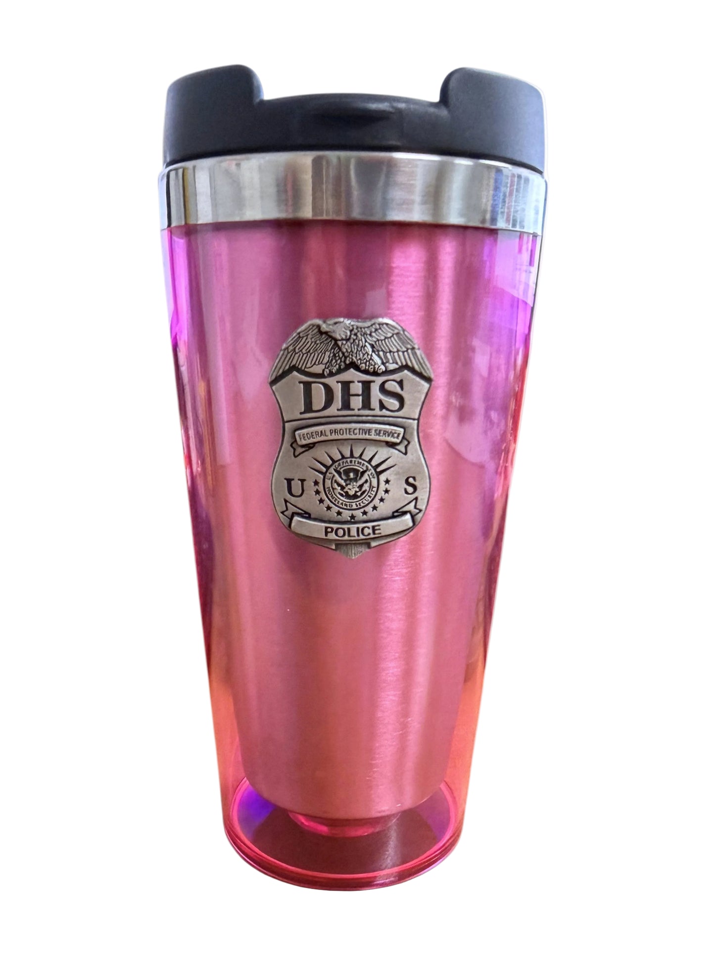 DHS FPS POLICE TUMBLER W/ PEWTER BADGE
