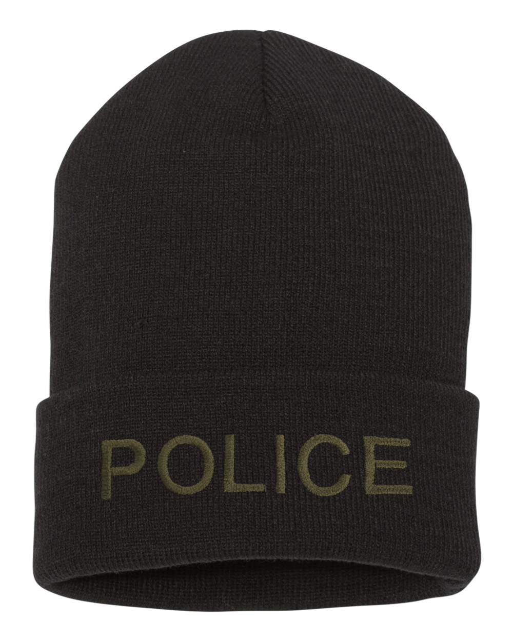 POLICE (LETTERS) ON CUFFED KNIT BEANIE