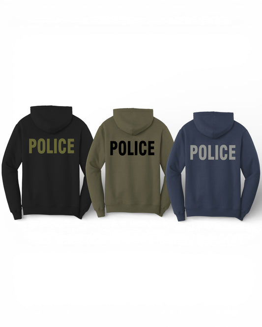 POLICE BACKPRINT HOODED SWEATSHIRT 50/50 FLEECE PC78H