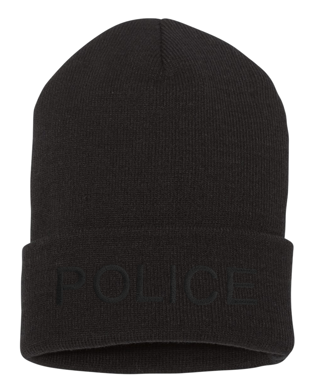 POLICE (LETTERS) ON CUFFED KNIT BEANIE