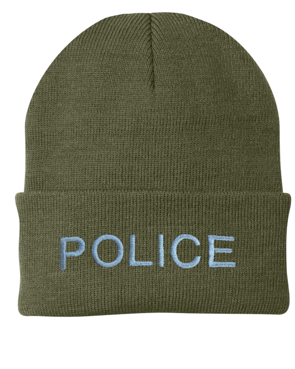 POLICE (LETTERS) ON CUFFED KNIT BEANIE