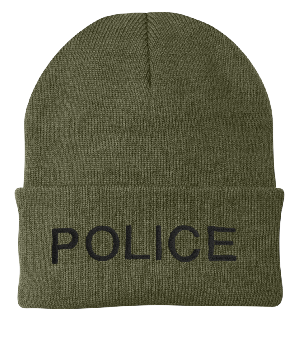 POLICE (LETTERS) ON CUFFED KNIT BEANIE