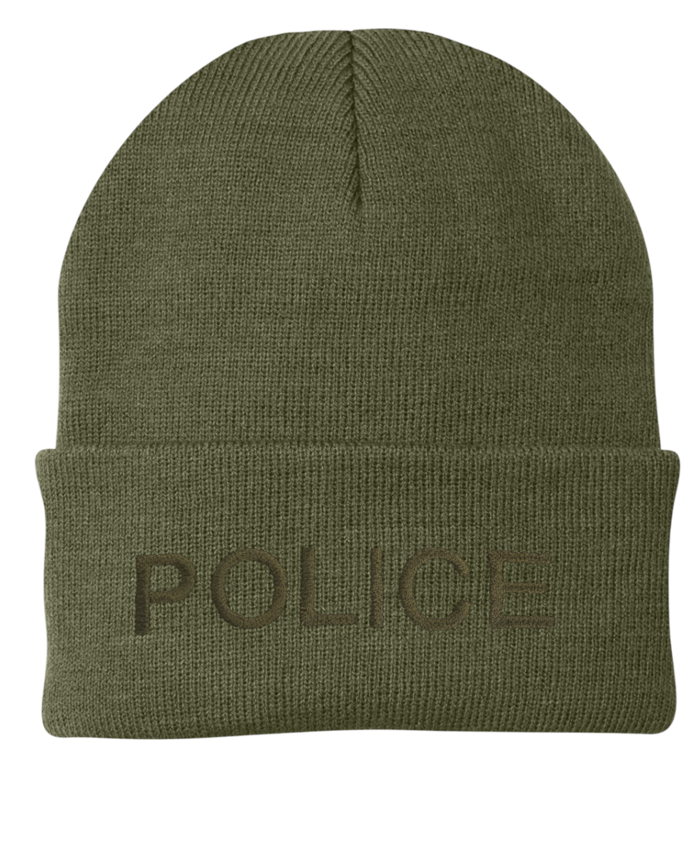 POLICE (LETTERS) ON CUFFED KNIT BEANIE