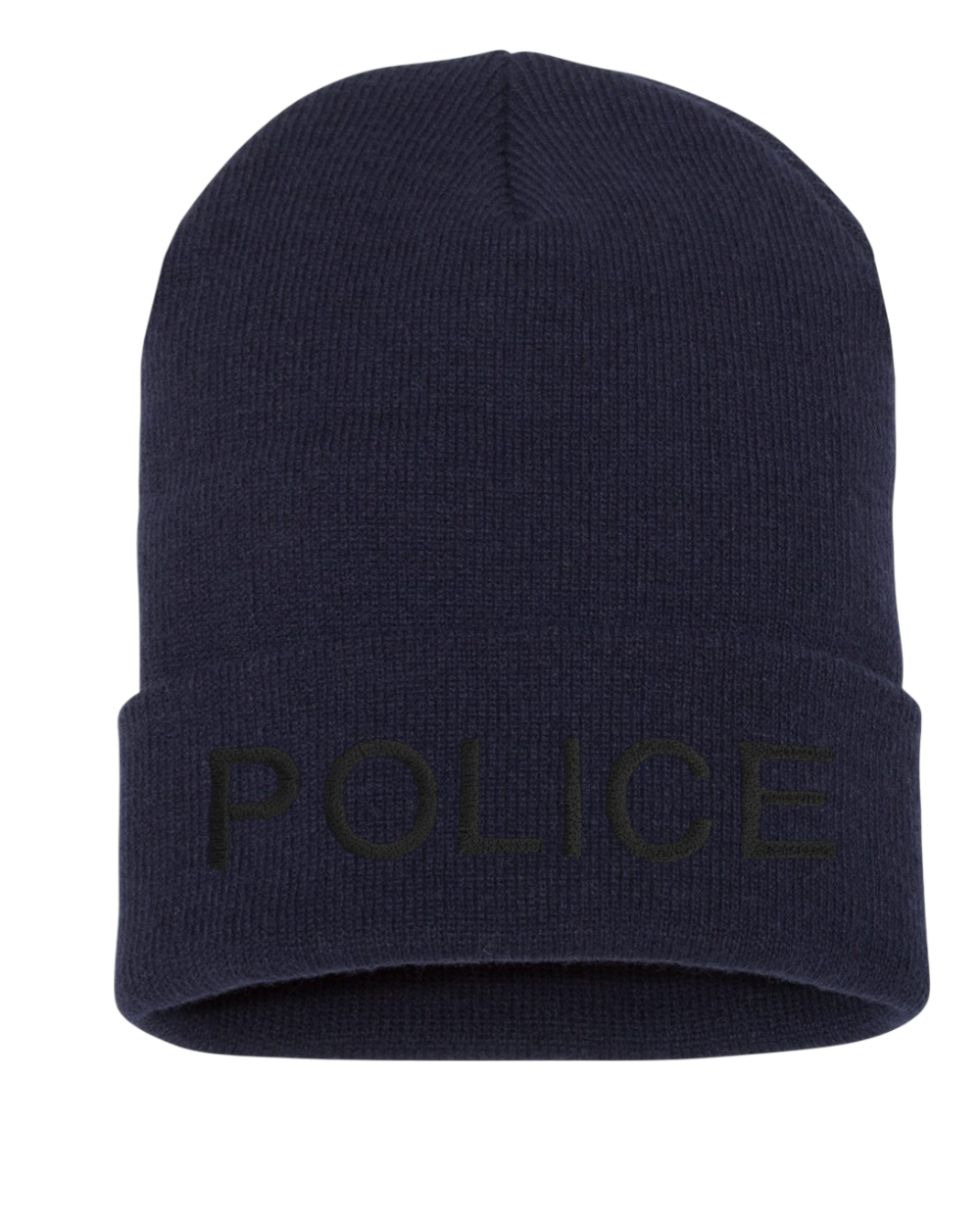 POLICE (LETTERS) ON CUFFED KNIT BEANIE