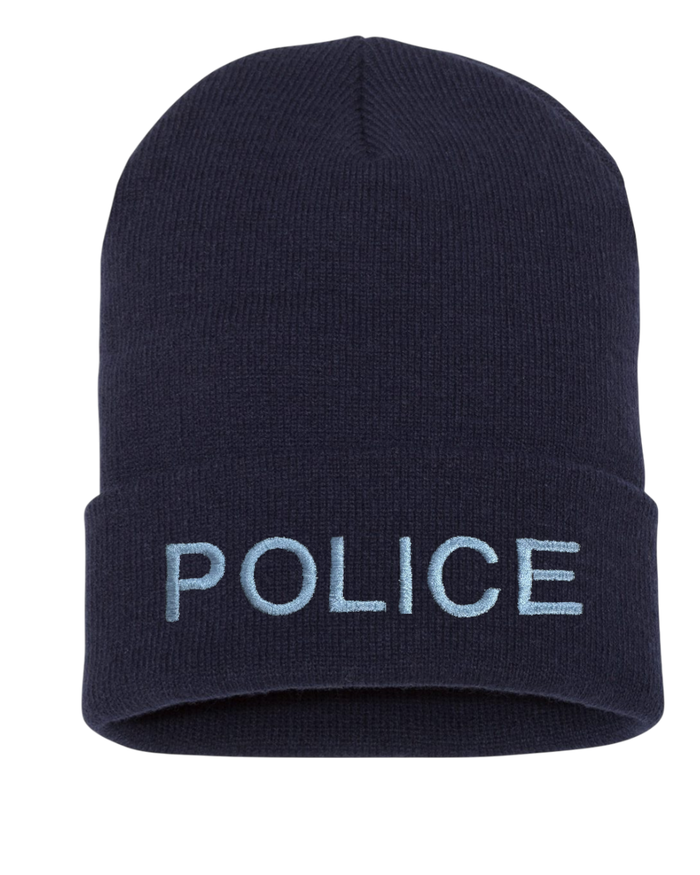 POLICE (LETTERS) ON CUFFED KNIT BEANIE