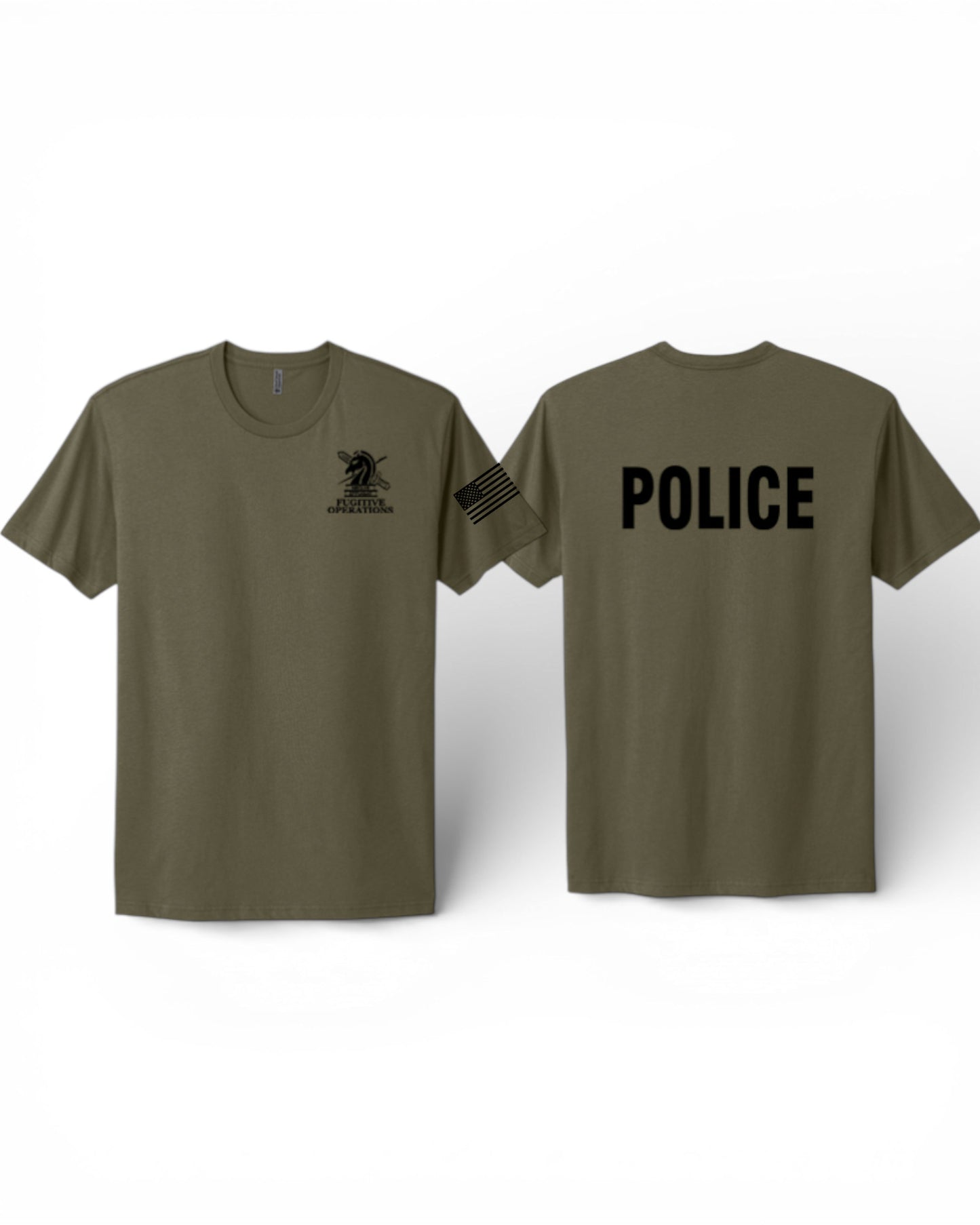 PRINTED ICE FUGITIVE OPS POLICE AGENCY RAID T-SHIRT NEXT LEVEL SOFT COTTON 3600