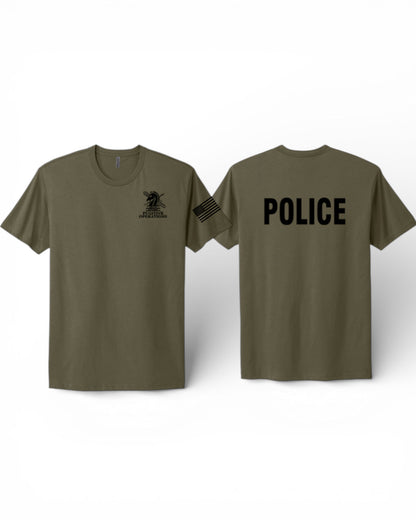 PRINTED ICE FUGITIVE OPS POLICE AGENCY RAID T-SHIRT NEXT LEVEL SOFT COTTON 3600