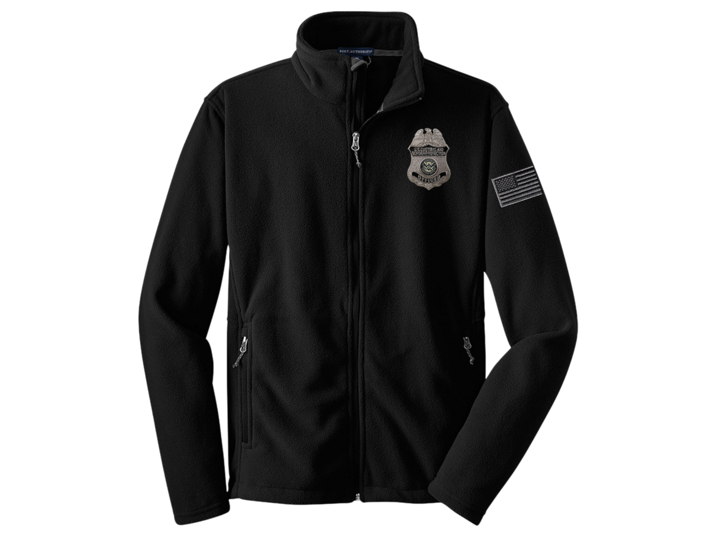 CBP EMBROIDERED OFFICER BADGE GREY/BLACK FULL ZIP FLEECE JACKET-F217