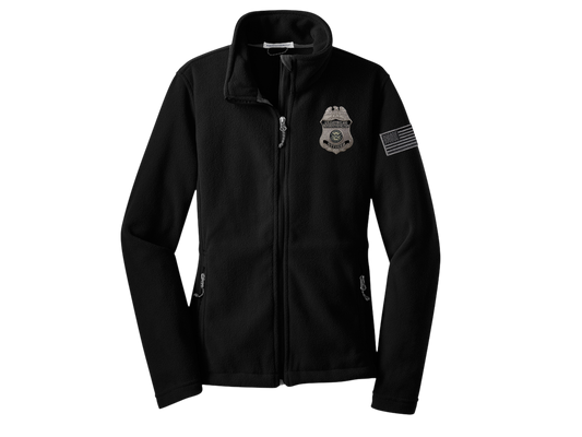 LADIE'S CBP EMBROIDERED OFFICER BADGE GREY/BLACK FULL ZIP FLEECE JACKET-L217