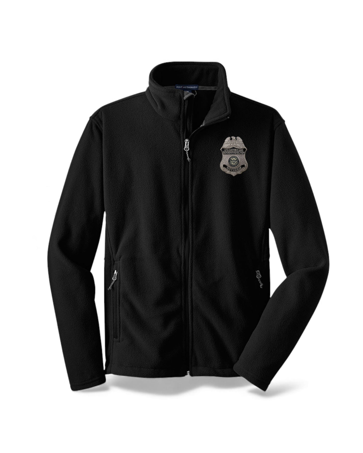 LADIE'S CBP EMBROIDERED OFFICER BADGE GREY/BLACK FULL ZIP FLEECE JACKET-L217