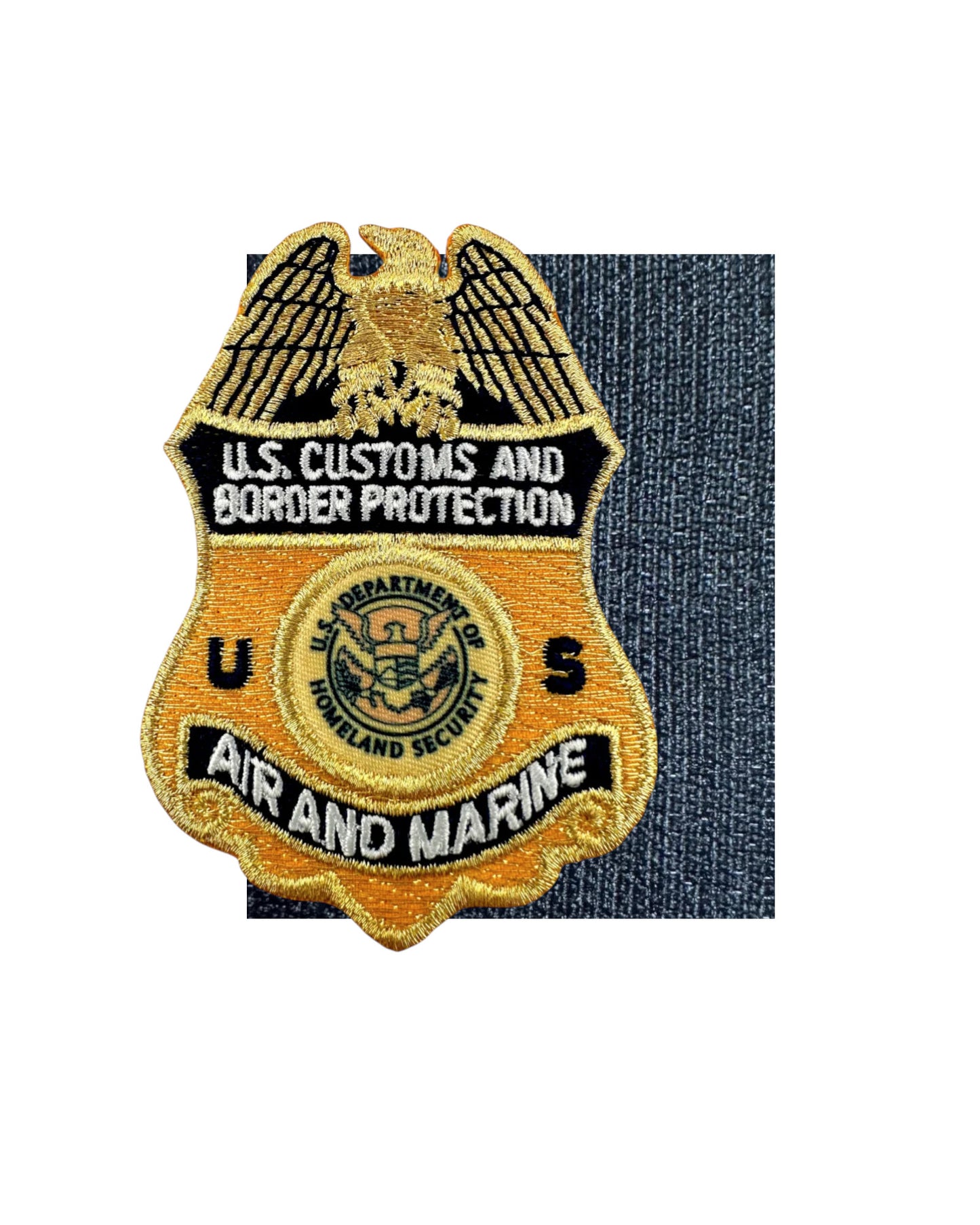 CBP AIR AND MARINE METALLIC GOLD BADGE PATCH