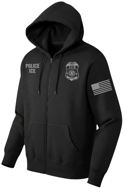 POLICE ICE FULL ZIP HOODED SWEATSHIRT-DT1103