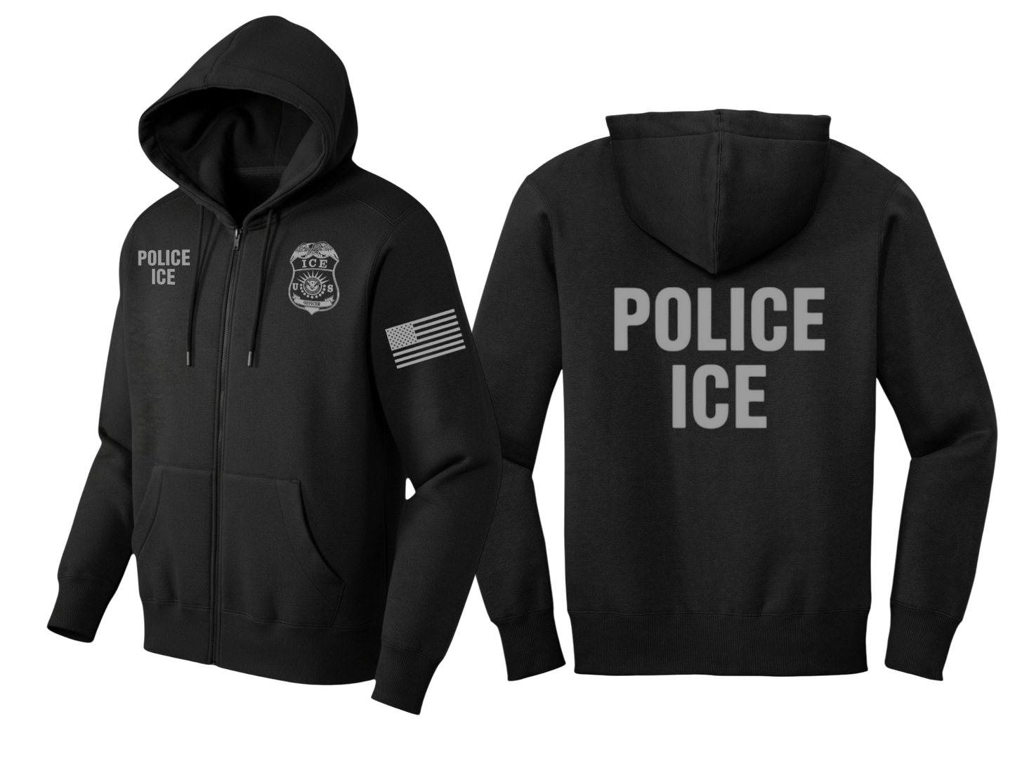 POLICE ICE FULL ZIP HOODED SWEATSHIRT-DT1103