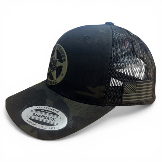 USMS PVC STAR W/ OD/BLACK PVC FLAG ON LEFT SIDE YP CLASSIC HAT-STC39
