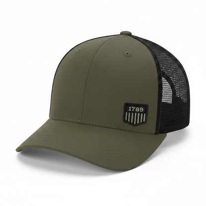 USMS PVC 1789 LOGO BLACK/OD FLEX TRUCKER CAP-110