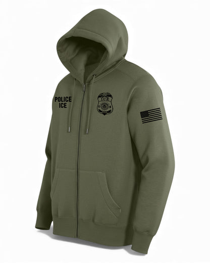 POLICE ICE FULL ZIP HOODED SWEATSHIRT-DT1103