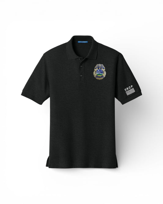 MEN'S USCP BADGE W/ FLAG ON SLEEVE PORT AUTHORITY POLO - K500