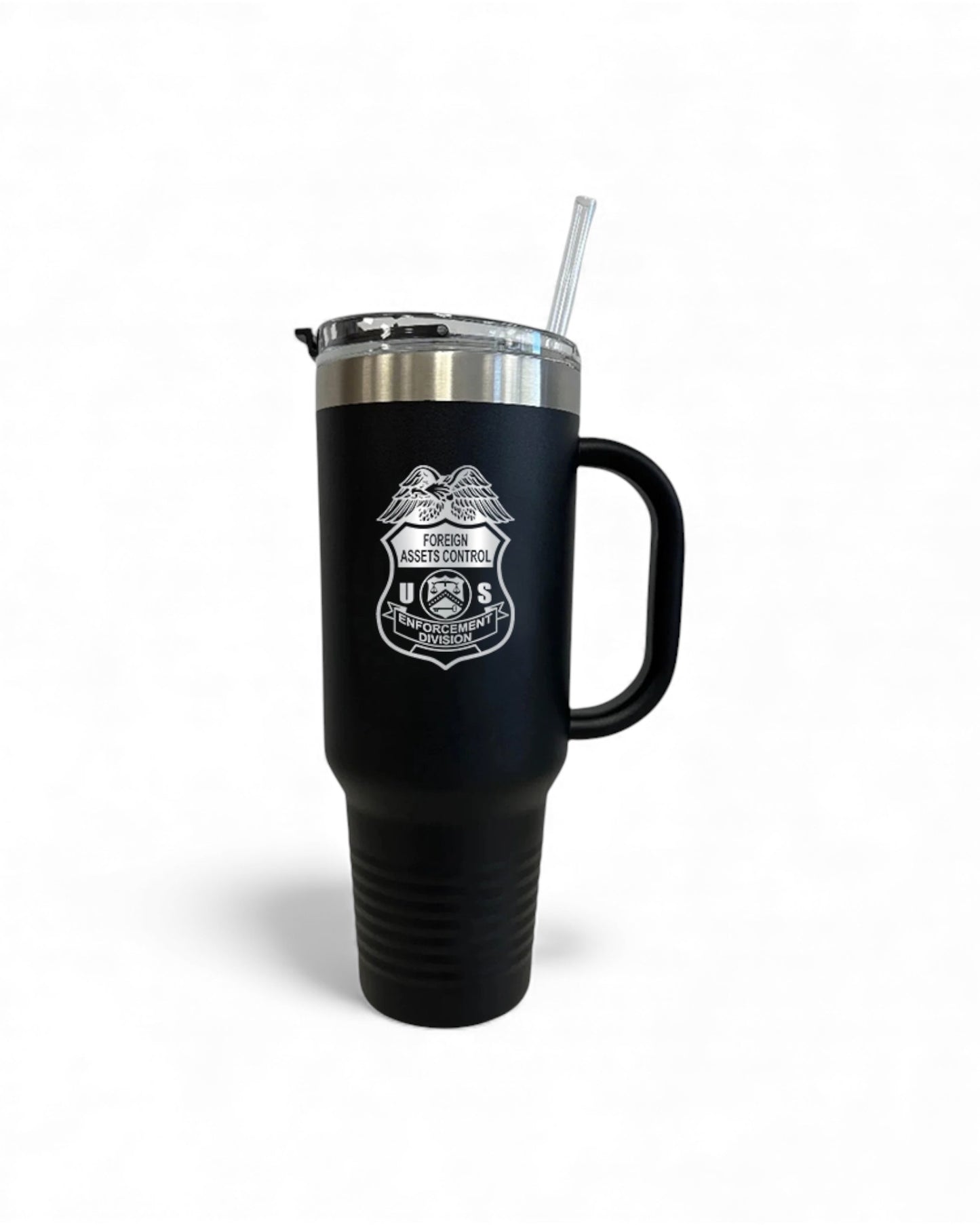 OFAC ENFORCEMENT TRAVEL MUG WITH HANDLE AND STRAW 40 OZ