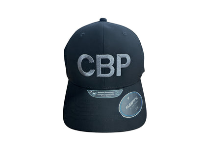 CBP GREY LETTERS EMBROIDERED ON BLACK FLEXFIT HAT