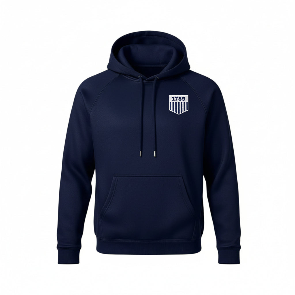 1789 EMBROIDERED SHIELD WICKING HOODED PULLOVER-F244